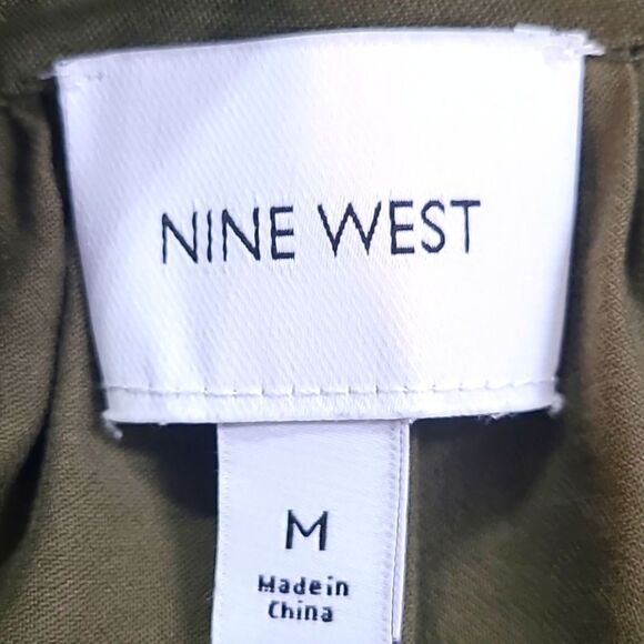 Nine West Army Green Utility Jacket with Pockets & Fold-over Collar, Size Medium - Picture 11 of 12